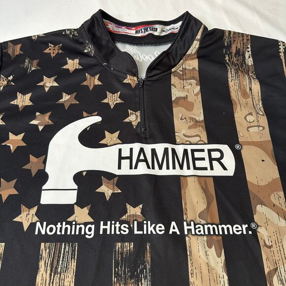 Coolwick Hammer Desert Fast Track Camo American Flag Bowling Shirt Size 2x - Picture 2 of 7